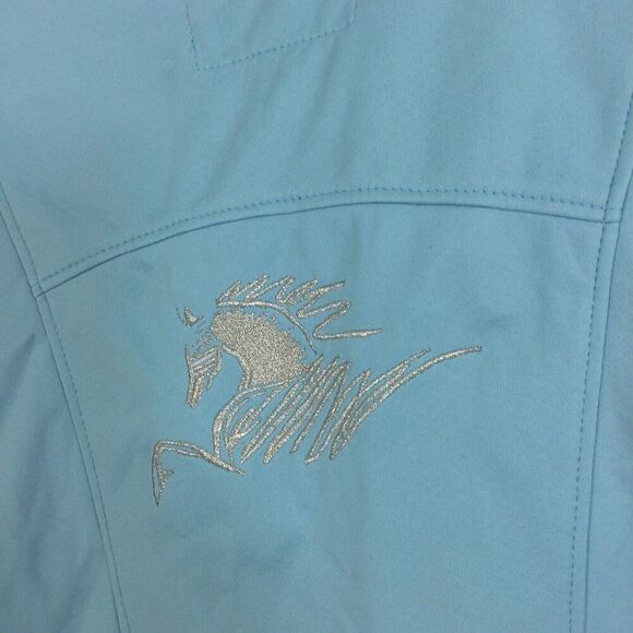 Outback Trading Company Full Zip Jacket Equestrian Blue Horse Design Sz Medium - Picture 10 of 12